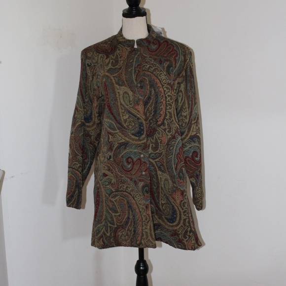 Chico's Paisley Leaf Sarah Jacket coat Large